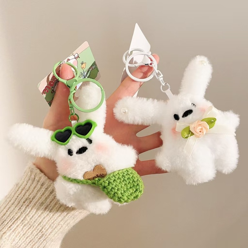漫画のウサギのぬいぐるみペンダント、かわいい小さな人形、キーホルダー、アクセサリー、イベントの小さな贈り物、小さなギフト、バッグの飾り|undefined
