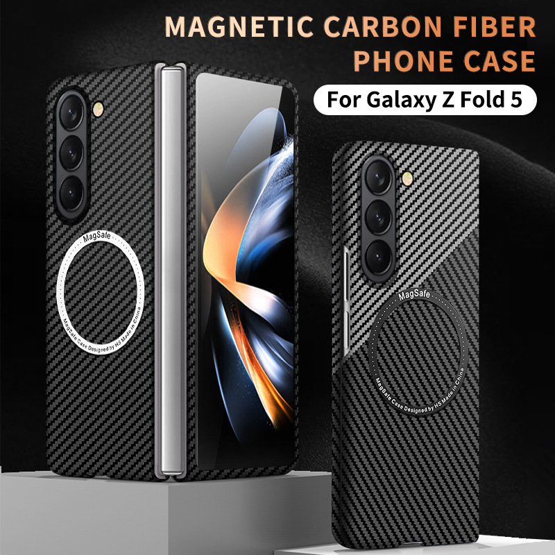 Samsung Z Fold7 カーボンファイバーパターン携帯電話ケース Zfold7 ワイヤレス充電 z Fold6/5 磁気保護カバーに適しています。|undefined