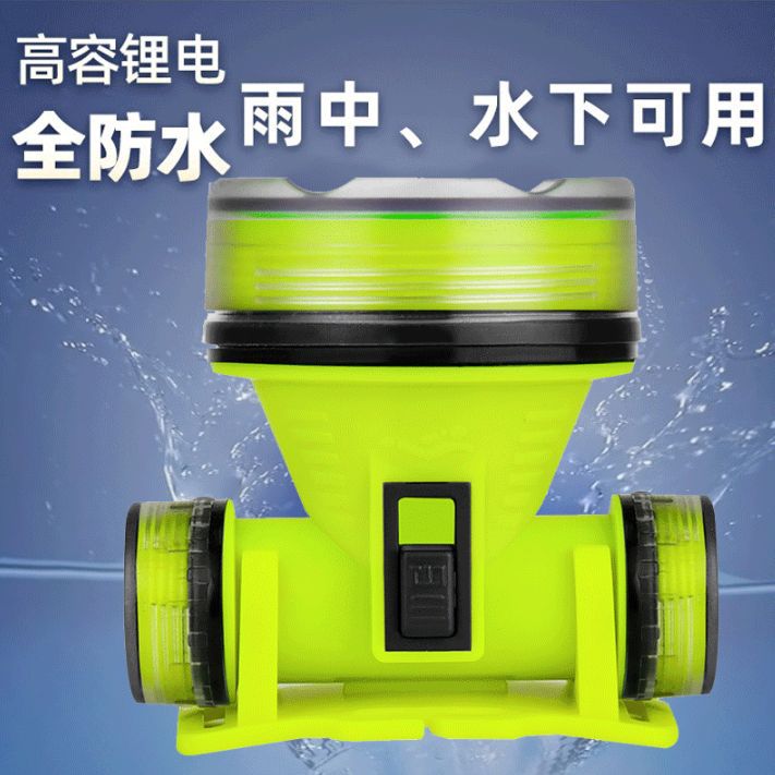 Faro de buceo profundo transfronterizo luz fuerte pesca de largo alcance montada en la cabeza iluminación subacuática pesca IPX8 nivel impermeable recargable