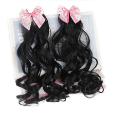 儿童发饰蝴蝶结卷马尾 女孩短款卷发马尾假发 儿童蝴蝶结假发马尾