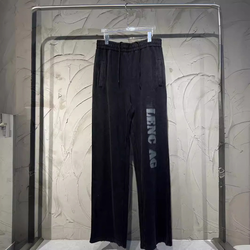 High version BL family new fuzzy printed trousers old and washed fade effect loose version for men and women