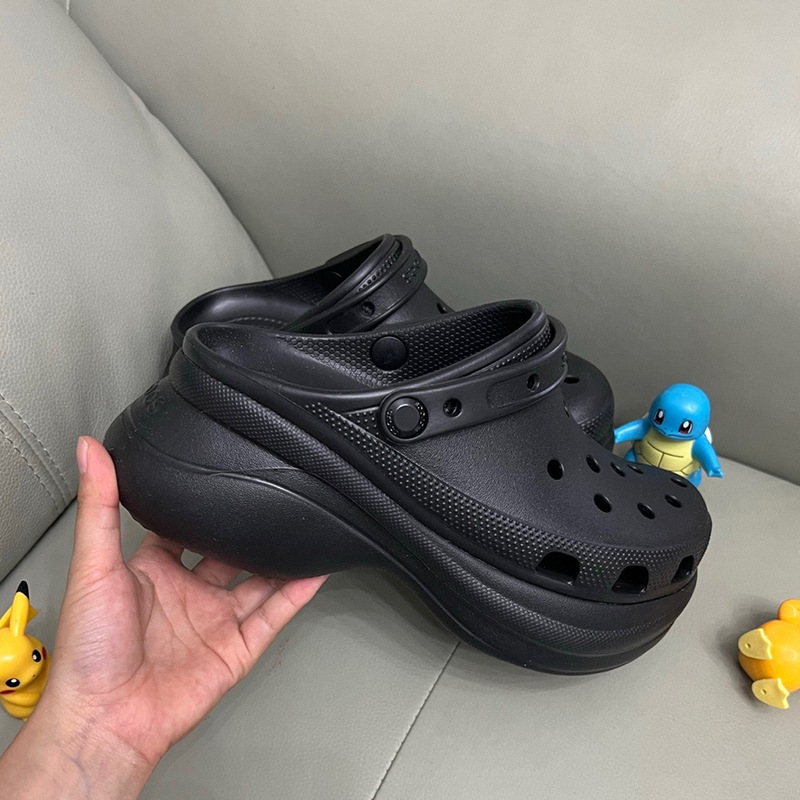 Yang Mi's Same Style Crrcs Retro Little Whale Hole Shoes Thick-Soled Heightening Beach Shoes Outdoor Slippers for Women