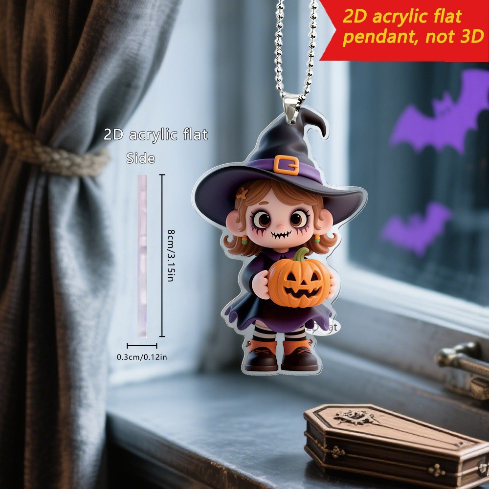 Transfronterizo nuevo Halloween calabaza linterna hoz araña 2D plano acrílico mochila colgante de coche llavero