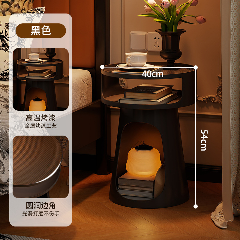 北欧レトロベッドサイドテーブル寝室シンプルベッドサイドテーブル小さなアパートソファサイドテーブル金属収納ラック猫小屋犬小屋