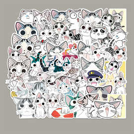 53张起司猫卡通猫咪可爱创意私房猫行李箱笔记本电脑汽车装饰贴纸