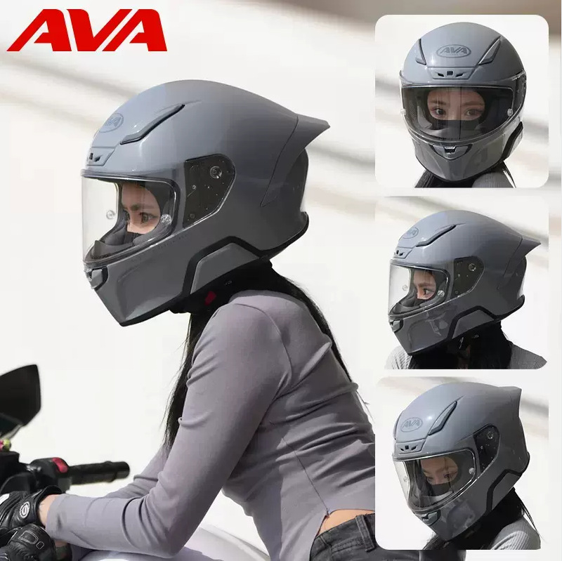AVA casco rojo flecha motocicleta casco completo motocicleta femenina anti-carrera casco cola grande moda nacional pequeño casco cuerpo unisex