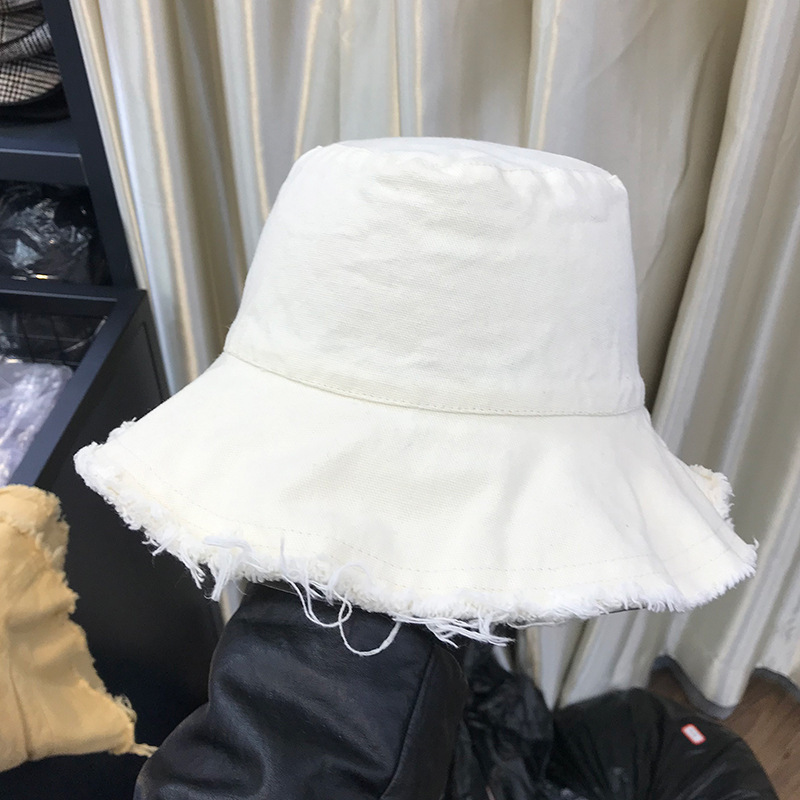 日系毛边渔夫帽女夏季遮阳帽简约休闲帽子磨边盆帽可折叠水洗布帽|undefined