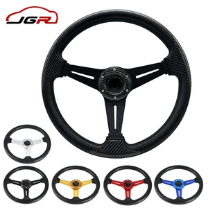 Car Modified Steering Wheel PU Racing Steering Wheel 14inch Personalized Carbon Pattern Patch 345mm Cross-Border