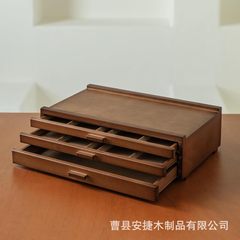 木製家庭用収納ボックス3つ引き出しアート用品収納ボックス用パステルペンシルポータブル収納ボックス