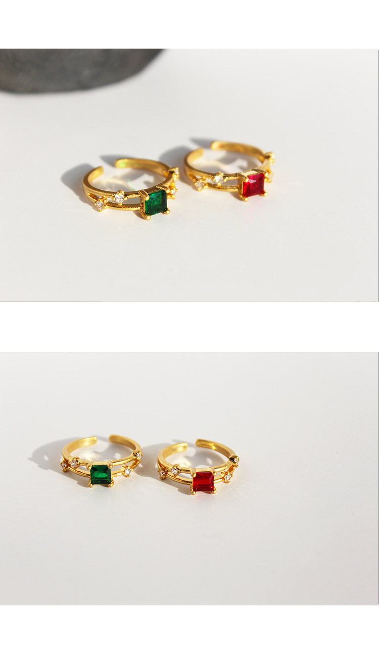 Retro Geometric Brass Inlay Artificial Gemstones Open Ring 1 Piece