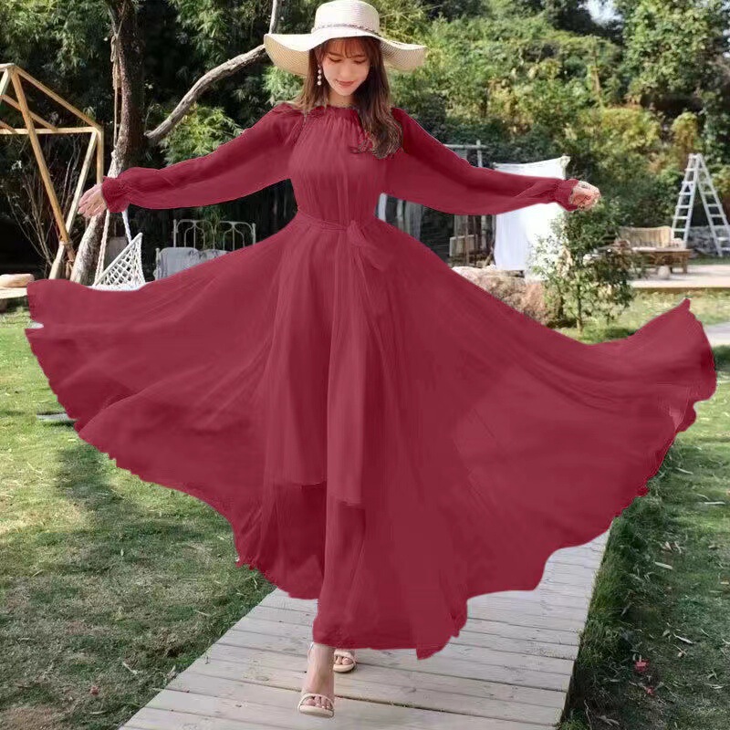 Dress for Desert Travel Photography, Ankle-Length Long Dress, Plus-Size Slimming Beach Dress, Women's Summer Seaside Vacation Flared Dress Dress for Desert Travel Photography, Ankle-Length Long Dress, Plus-Size Slimming Beach Dress, Women's Summer Seaside Vacation Flared Dress