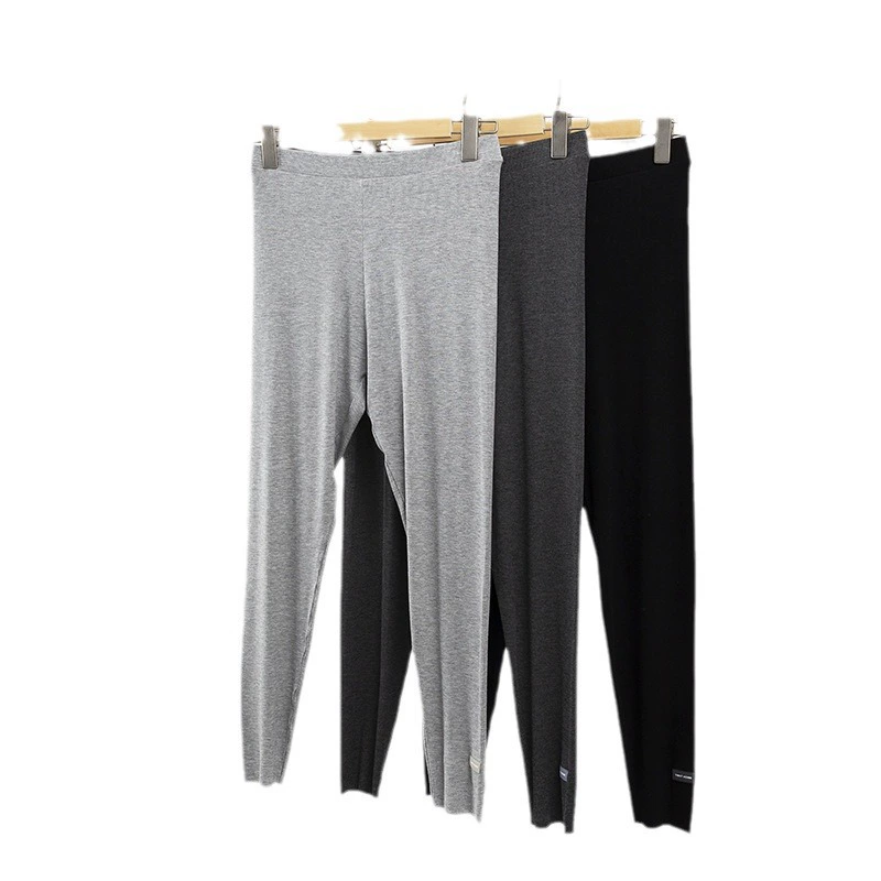 Ribbed modal summer leggings, plus size, cooling touch, fine rib knit (black/dark grey/light grey)