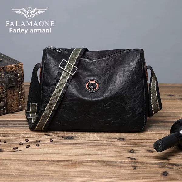 Falai Armani Black Shoulder Bag Men's Bag Casual Fashion Commuter Small Backpack All-match Bag