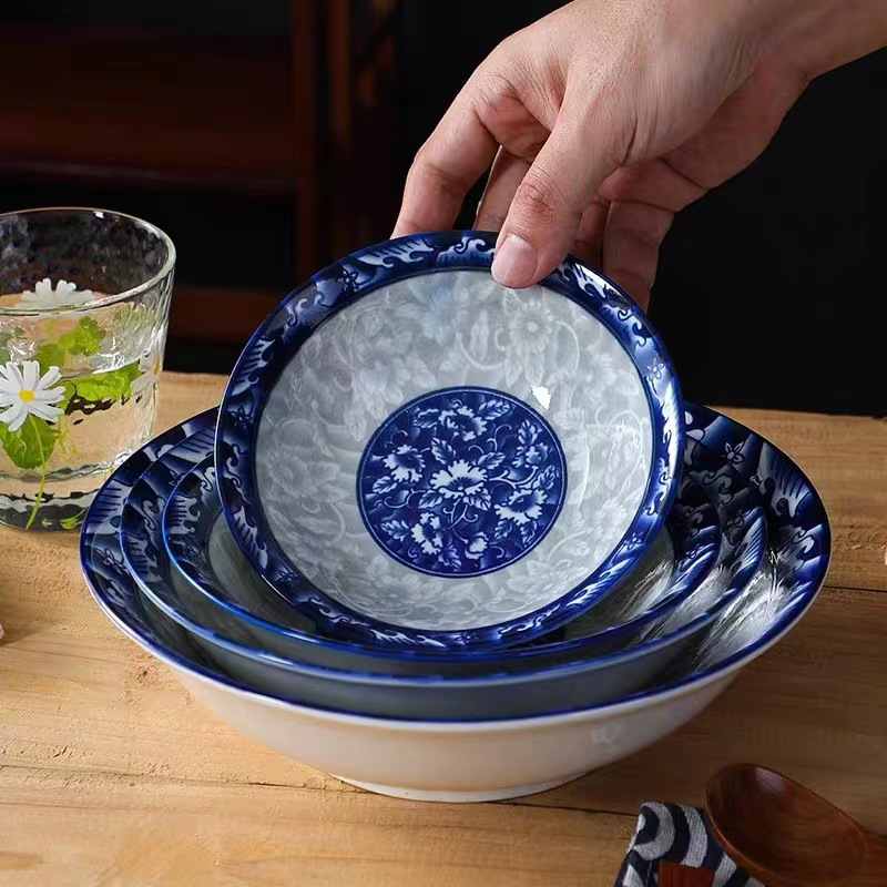 陶瓷大汤碗批发青花瓷斗碗家用面碗瓷碗釉下彩斗碗饭碗微波炉适用
