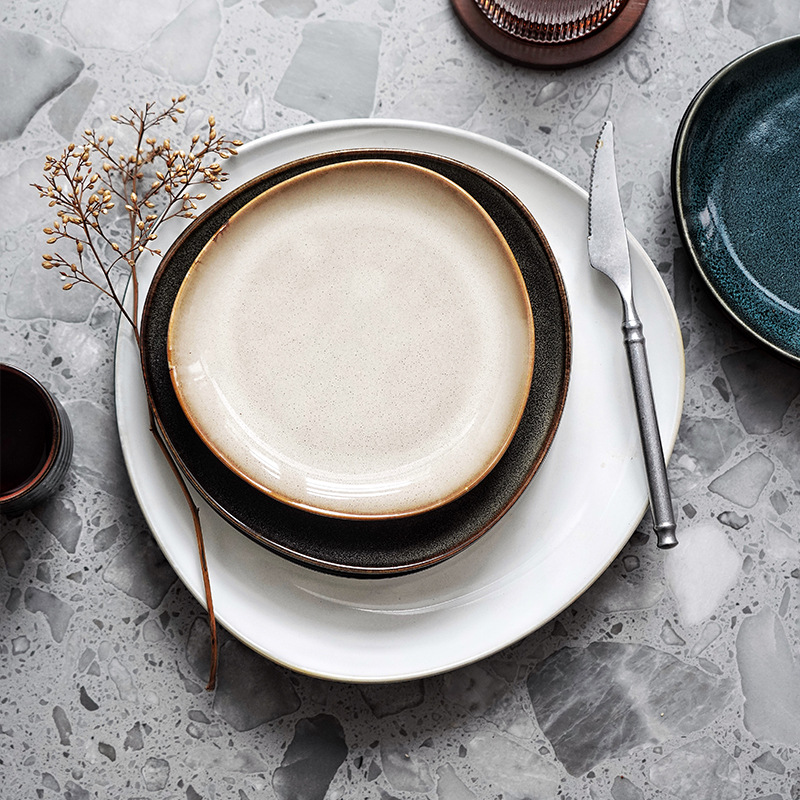 Nordic ins horno vajilla de cerámica restaurante del hotel placa irregular de sushi Placa de carne placa de la casa