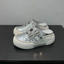 欧货厚底增高~包头拖女2026夏季新款春白色软底一脚蹬不累脚拖鞋