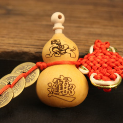 Natural Dragon Head Gourd Opening Gourd Chinese Knot Copper Coin Five Emperors Coin Door and Door Hanging Decorative Accessories Manufacturer Wholesale