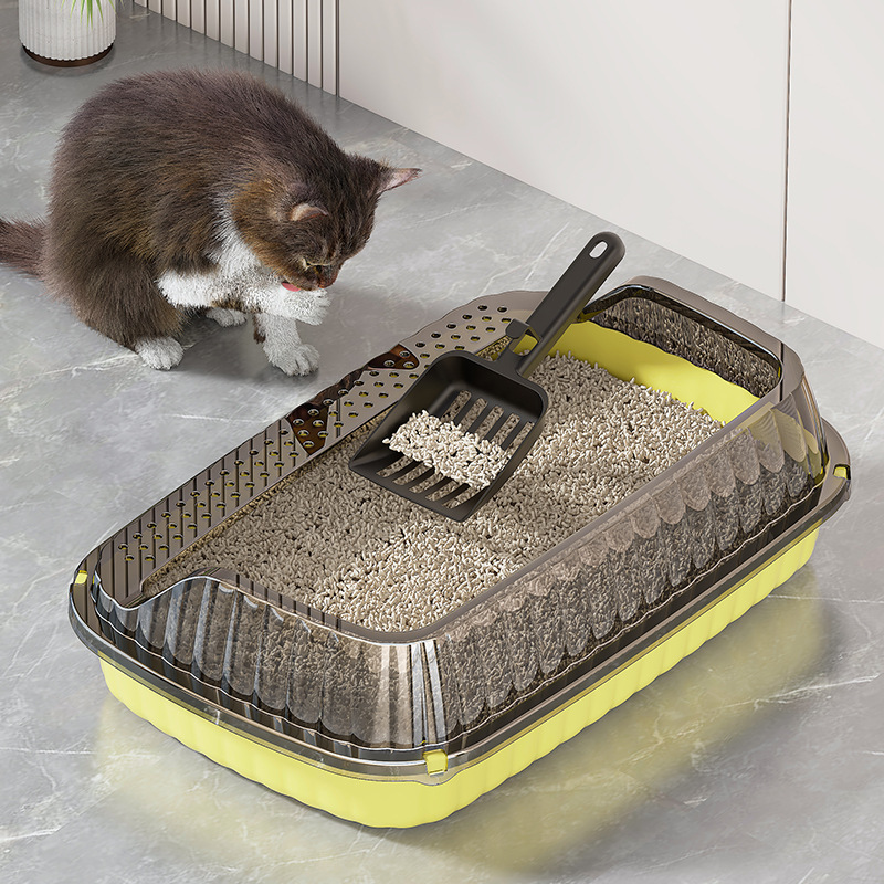 特大トイレ 猫トイレ 半密閉型 飛沫防止トイレ 極小子猫用 全開式小便器|undefined