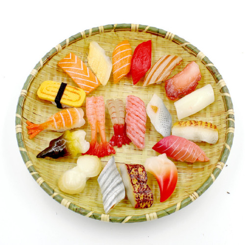 Simulation sushi model children's toys Japanese food playthings shooting decorative props salmon fillet dishes