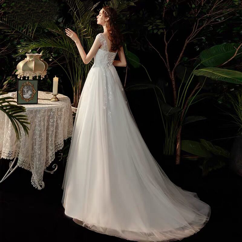 El Comercio exterior europeo y americano Amazon AliExpress desea estación independiente nuevo vestido de novia de encaje largo vestido de novia elegante