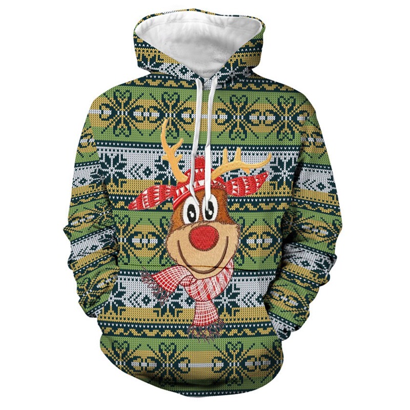 Cross-Border New European and American Christmas Hooded Sweatshirts for Men and Women, Christmas 3D Printed Sweatshirts