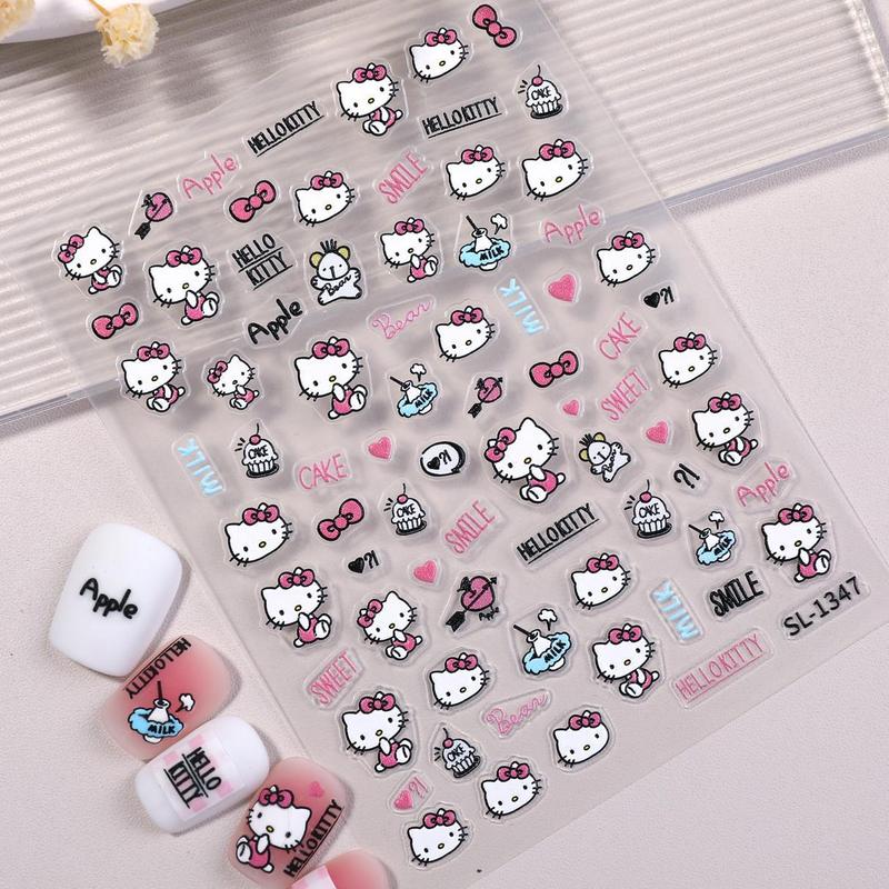 可爱KT猫美甲贴纸5D浮雕立体卡通hellokitty猫指甲贴纸饰品 SL款|undefined