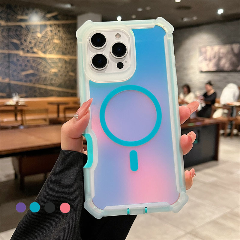 グラデーション磁気吸着宇宙シェル、Apple 17air16ProMax15P携帯電話ケース、四隅落下防止S25US24+対応|undefined
