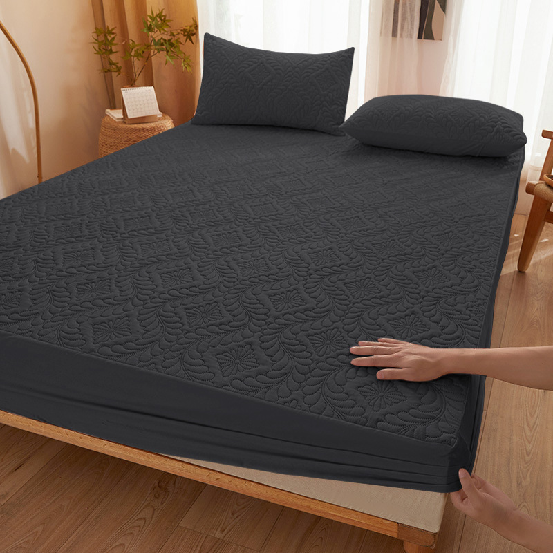 Cubierta de cama acolchada de aislamiento de orina impermeable transfronteriza color sólido cepillado engrosado colcha antideslizante Simmons cubierta protectora fábrica al por mayor