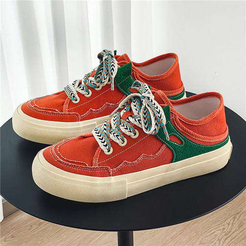 Men's Summer Breathable Canvas Shoes, One-Piece, Thin, No Heel, Half-Covered, Sports and Casual Shoes