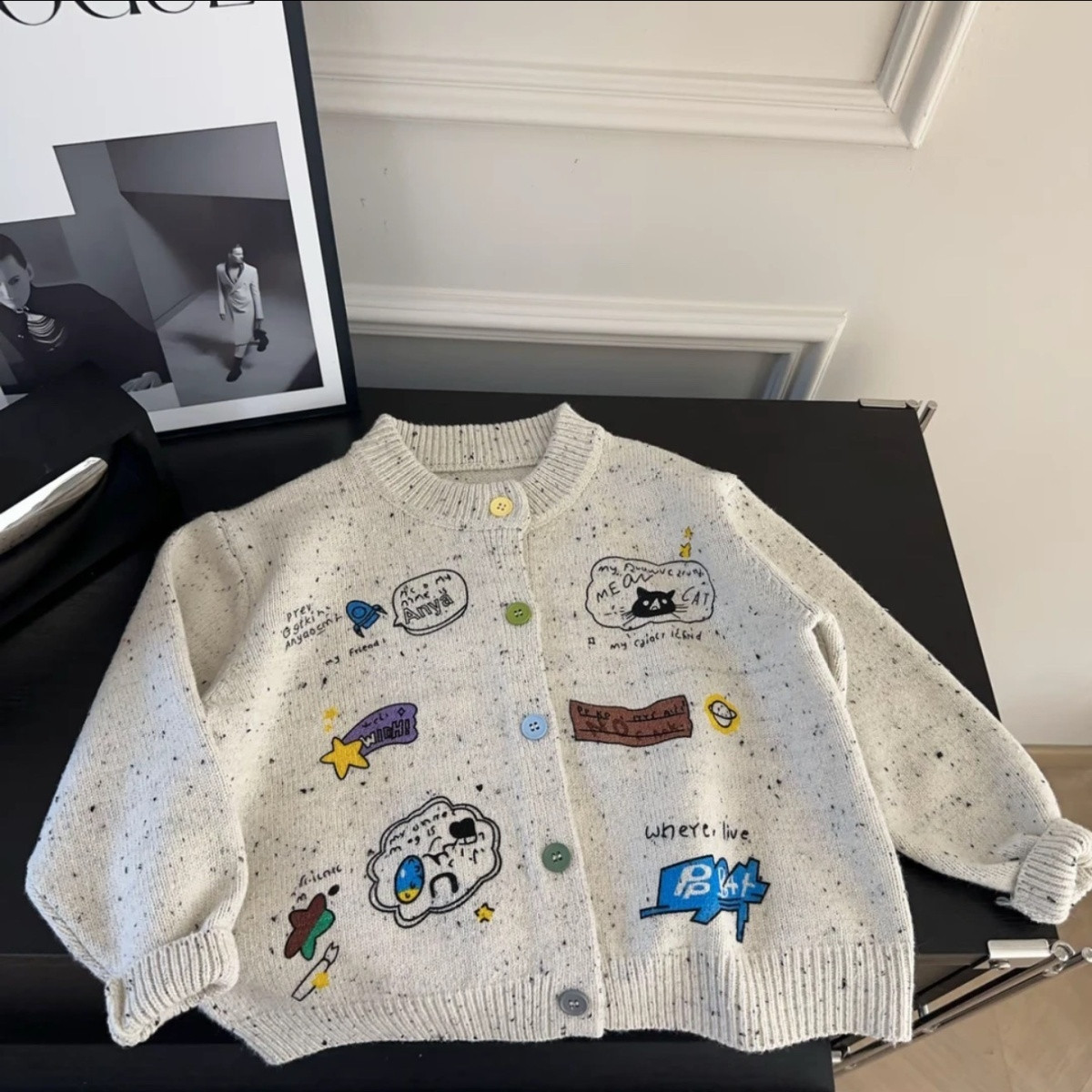 Cross-border boys' spring knitted cartoon cardigan sweater, 2026 new style, boys' and girls' cardigan top, baby