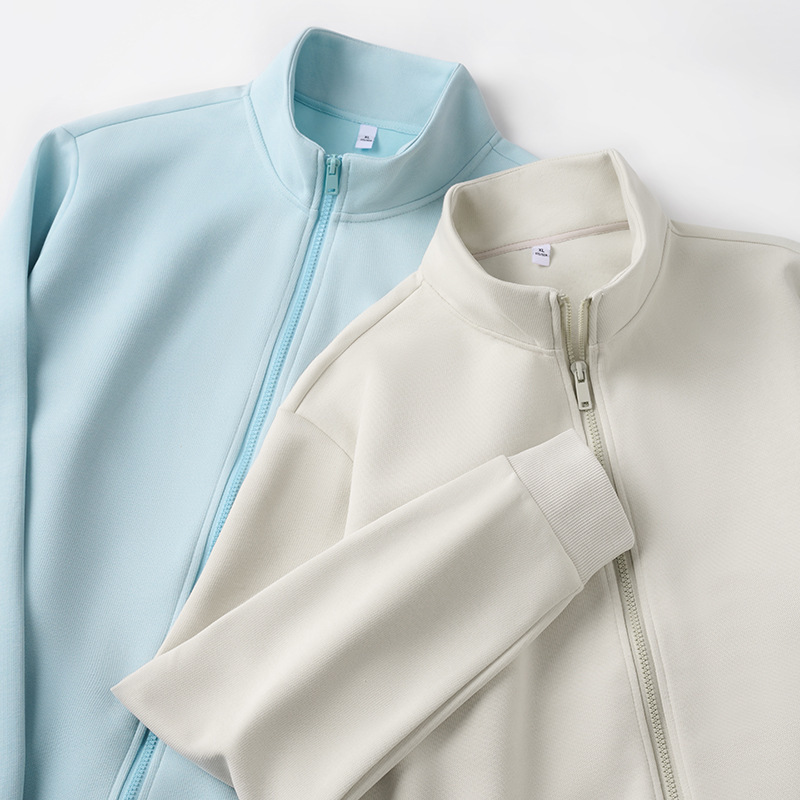 380g heavy solid color early autumn thin long sleeve couple cardigan boys coat autumn tide collar men's sweater