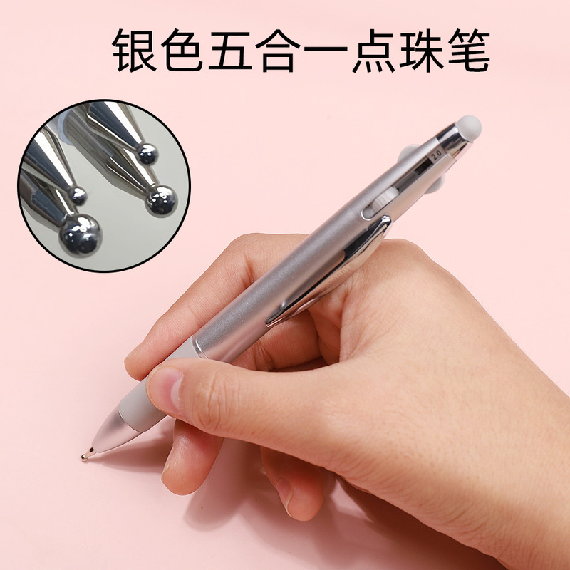 Professional nail art point pen five-in-one suit wave point hook edge multi-head point drill tool press type multi-function tool