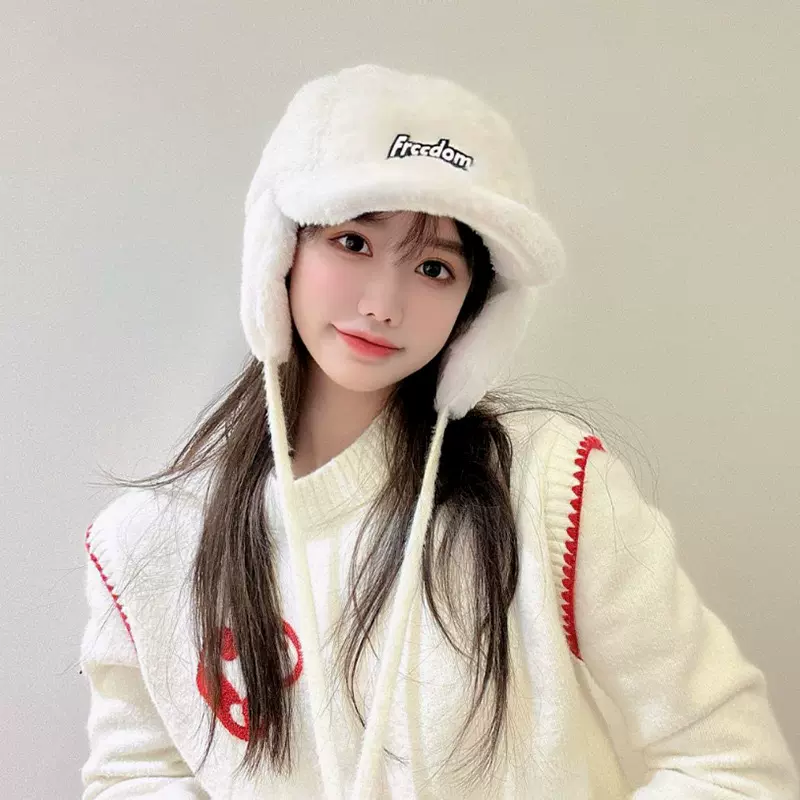 韩版毛绒鸭舌雷锋帽男女秋冬季保暖加厚护耳帽户外骑车防寒飞行帽