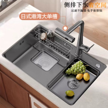 日式枪灰水槽大单槽304不锈钢洗菜盆家用厨房洗碗槽水池盆洗手池