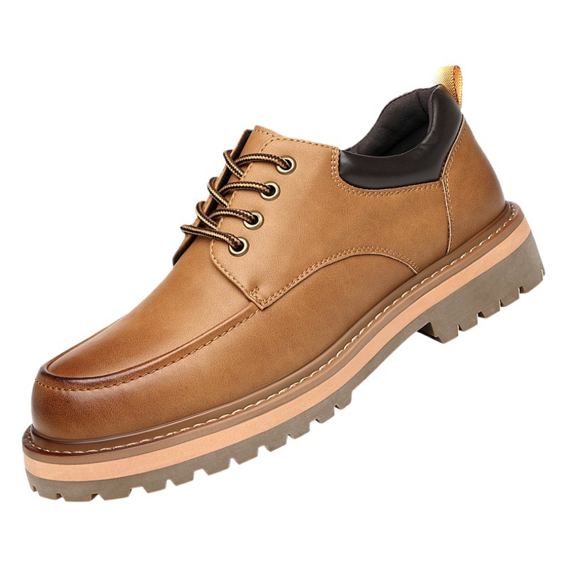 New Outdoor Casual Workwear Shoes Men's 8cm Inner Height Large Toe Leather Shoes Men's Genuine Leather Non-Slip Trendy Shoes