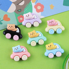 亮面小熊汽車 diy手機殼髮夾奶油膠頭繩頭飾髮夾飾品樹脂配件批發