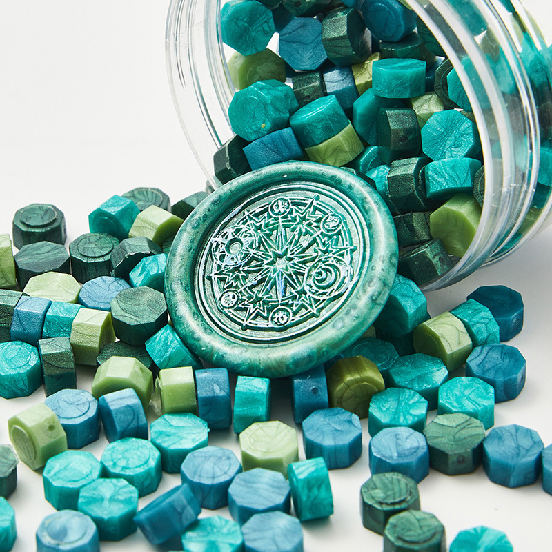 Cera de pintura al fuego, juego completo de sellos de pintura al fuego, octogonal, transparente, colorido, bolsa de colores mezclados, cera, venta al por mayor barata