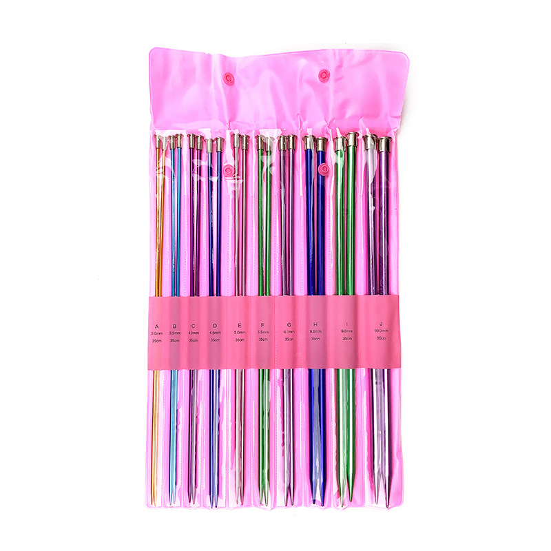 Agujas de suéter de alúmina de color con tapones 35cm con agujas de suéter de cuentas de una sola punta agujas de bufandas