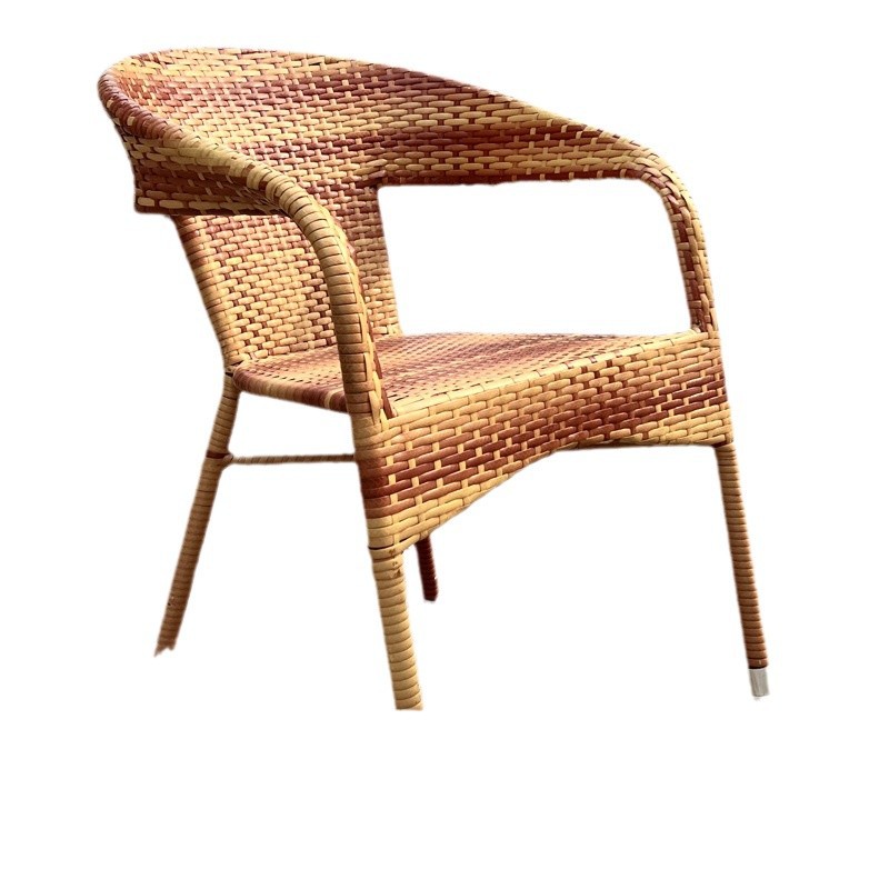 Tejido a mano al aire libre PE caña asiento jardín pequeño patio balcón para beber té respaldado silla ligera patio especial ocio