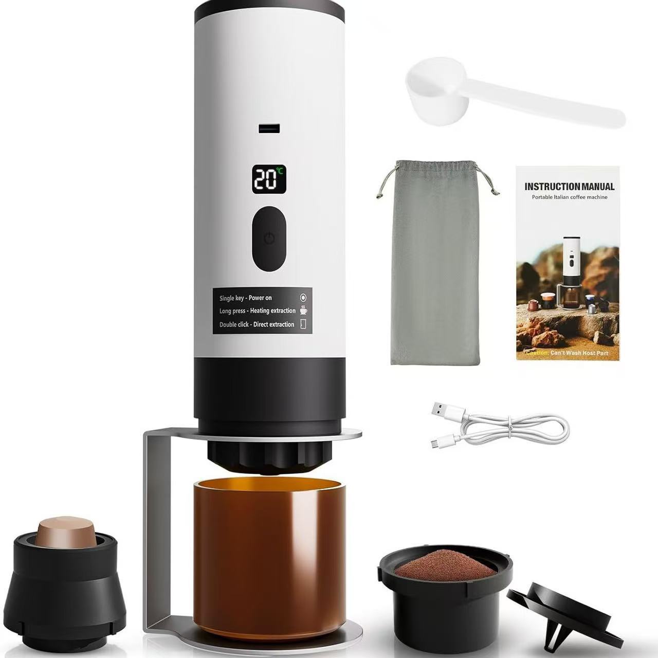 Cross-Border Portable Capsule Coffee Machine Fully Automatic Wireless Heating Small Home Outdoor Portable Coffee Machine Wholesale