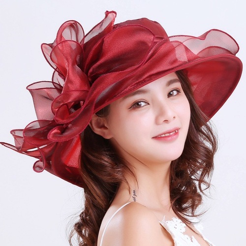 Sun Hat for Ladies, Umbrella Hat, Sun Protection Hat, UV Protection Hat, Cooling Hat for Spring and Summer, Georgette Hat, Sand Hat, with Bow