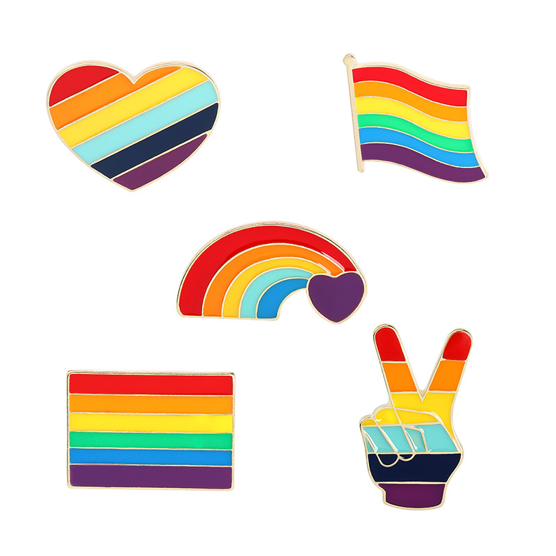 Fashion Rainbow Heart Shape Alloy Stoving Varnish Unisex Brooches display picture 1