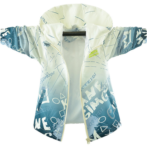 Children's boys' down jacket 2024 new spring and autumn hooded medium size thin windbreaker outdoor gradient top coat