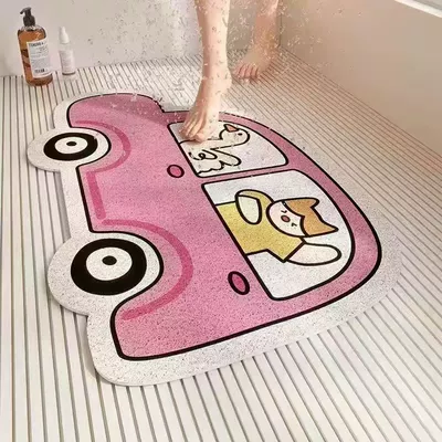 Avtomobil döşəmə paspasları: Mat, Non-Slip Door Mat, Wear-Resistant - pink-car-4060-silk-circle