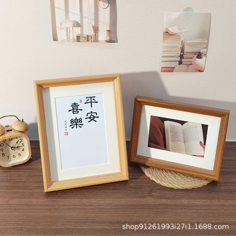 Photo Frame Setting Table 6 Inches 7 Inches 8inch 10inch A4 Wooden Picture Frame Calligraphy Frame Home Desktop Decoration