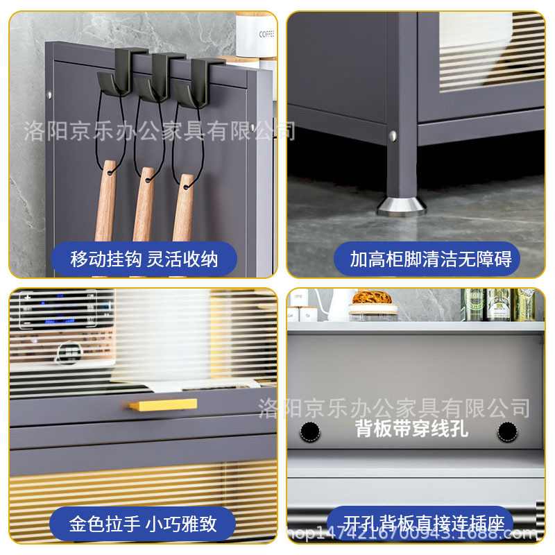Armario de cocina piso multi-capa gabinete de almacenamiento con puerta horno de microondas