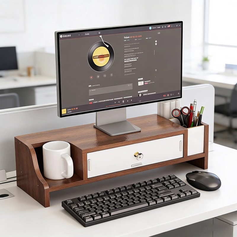 Computer Monitor Stand with Drawer, Desktop Monitor Stand, Office Workstation Organizer Computer Monitor Stand with Drawer, Desktop Monitor Stand, Office Workstation Organizer