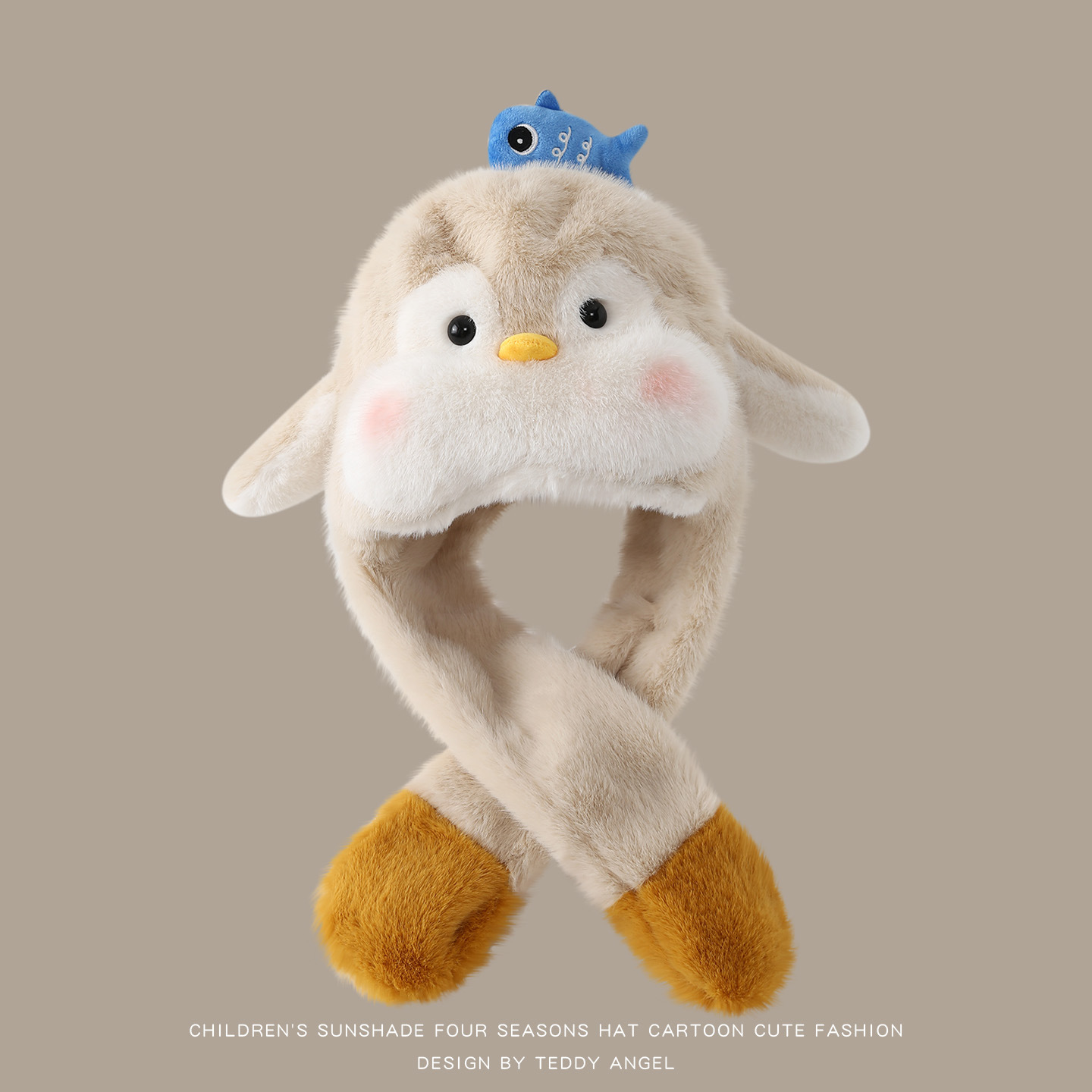 Sombrero y bufandas para niños, un conjunto de dos piezas de orejas para bebés de otoño y invierno, sombrero de peluche caliente y grueso. image 6