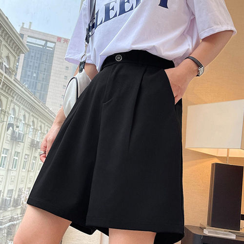 Women's New Spring and Summer High-Waisted Loose Wide-Leg Casual Black Outerwear Pants