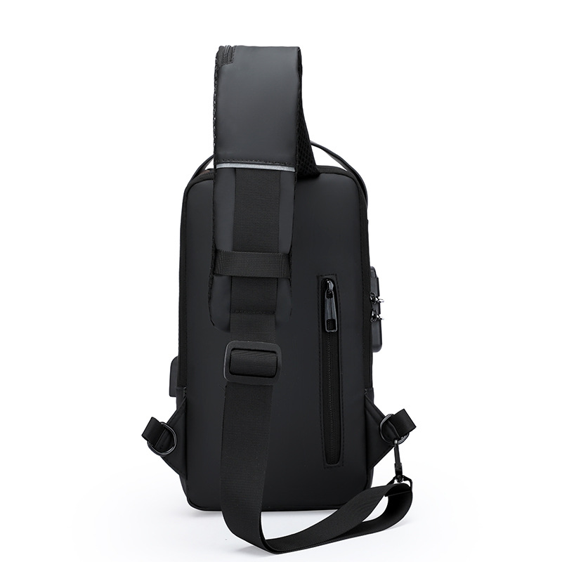 Nuevo bolso de pecho de negocios casual para hombres transfronterizos bolso de mensajero para hombres recargable USB bolso de motocicleta con bloqueo de contraseña multifuncional